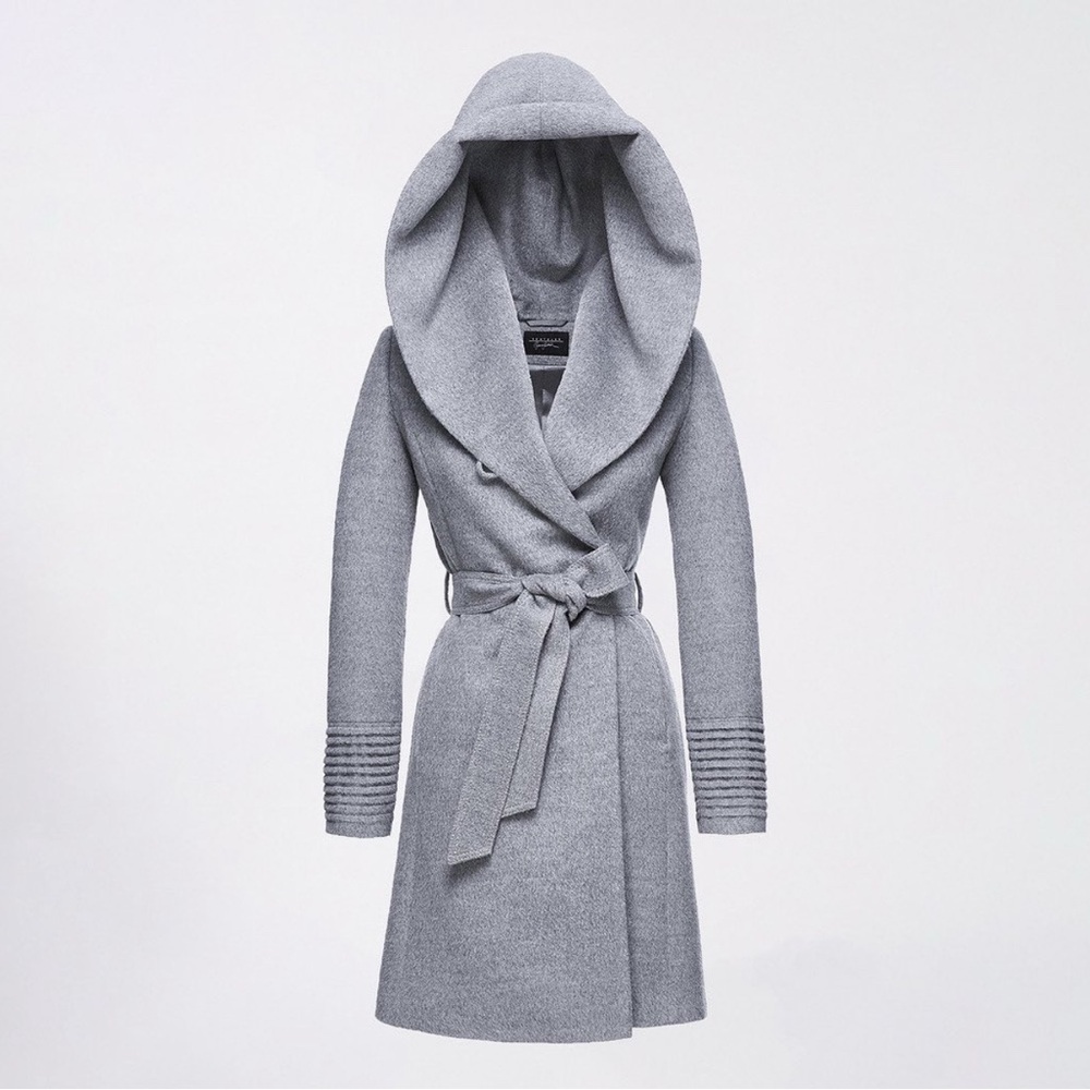 Sentaler Mid Length Hooded Wrap Coat